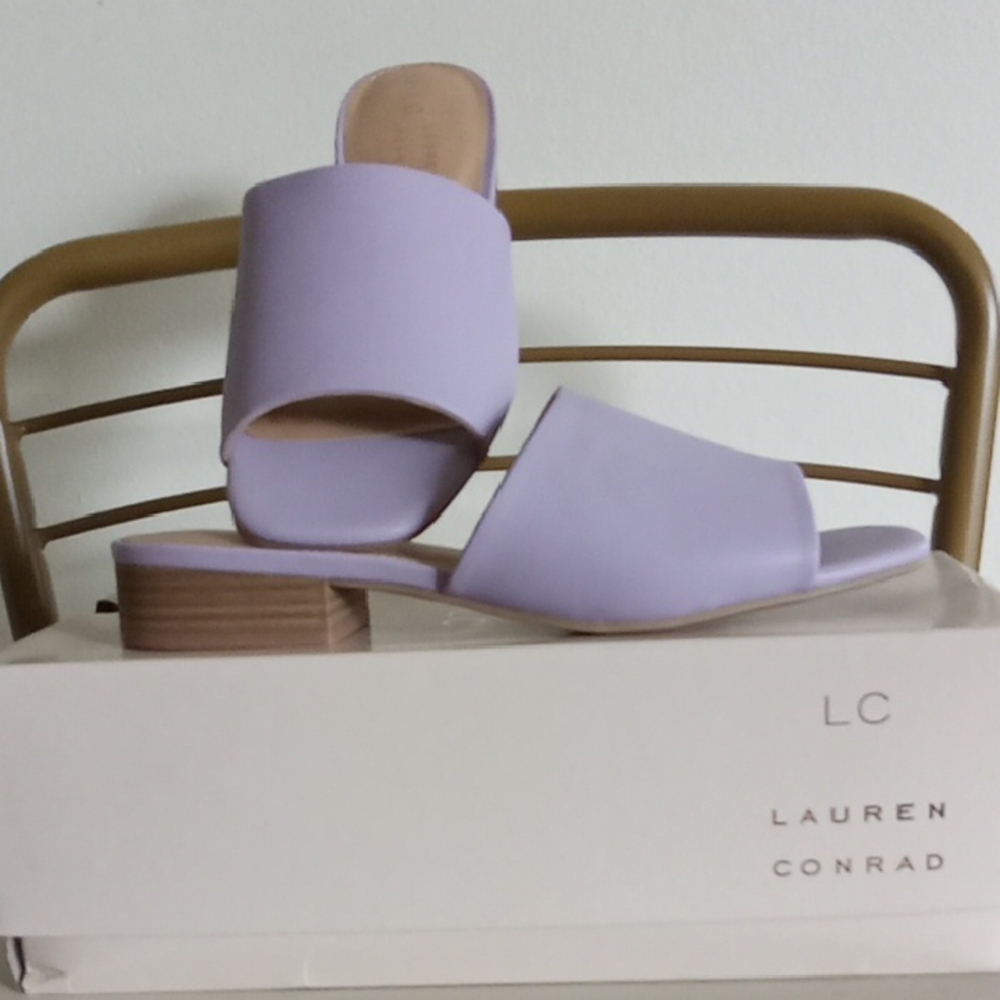 LC Lauren Conrad Purple Mules with Block Heel